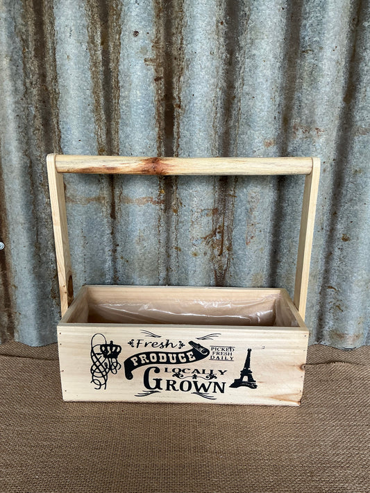 Wooden Carry Tote Fresh Produce Natural