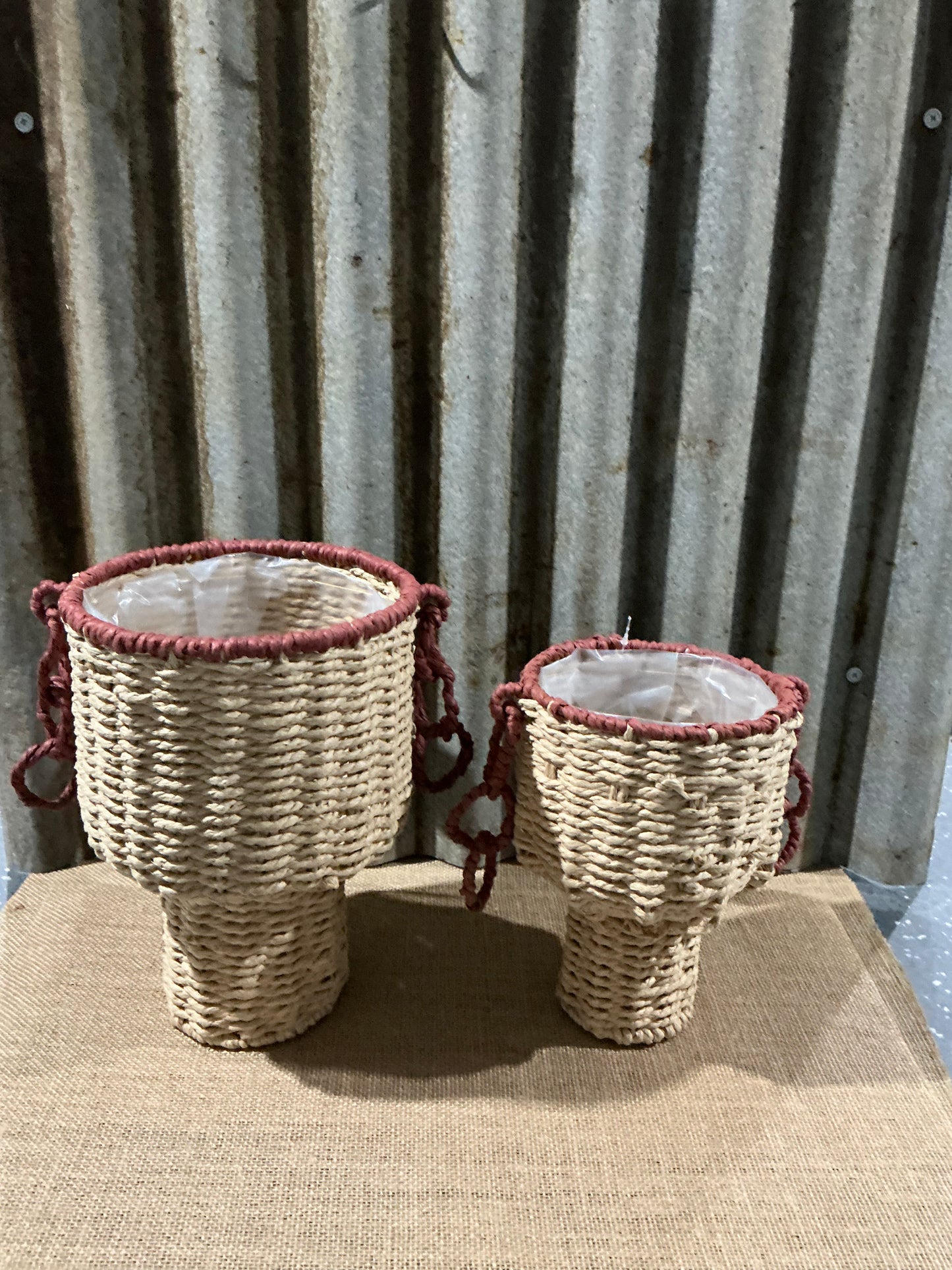 Natural/Red Indoor Planter Baskets