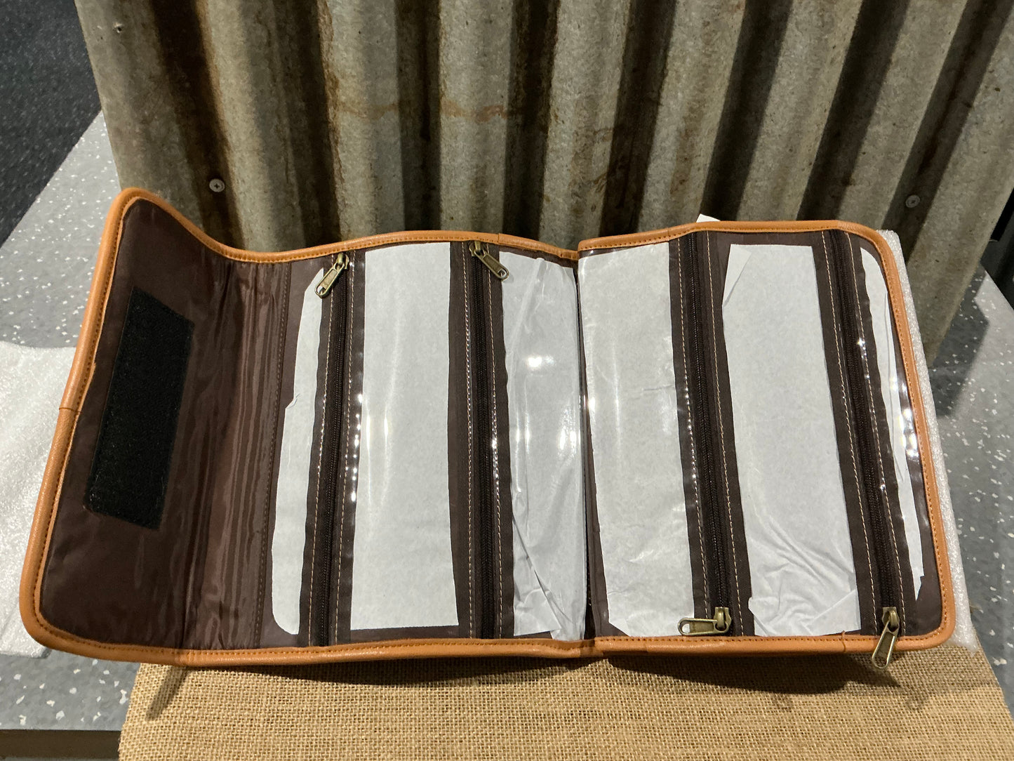 Patchwork Cowhide and Tooling Leather Makeup Bag