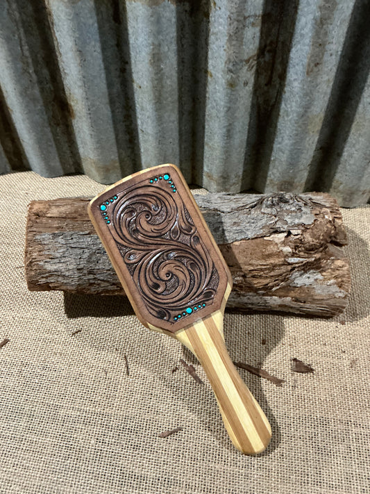 Tooling Leather Hair Brush