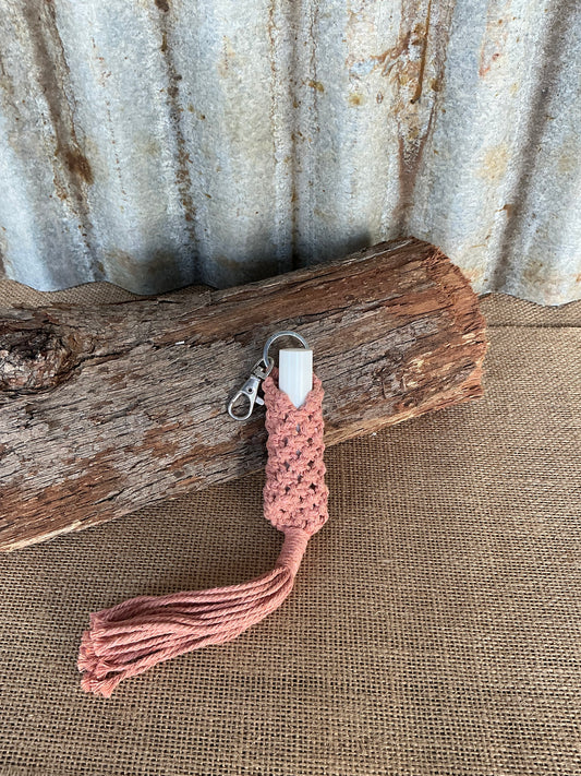 Macrame Lip Balm Holder Dusty Pink