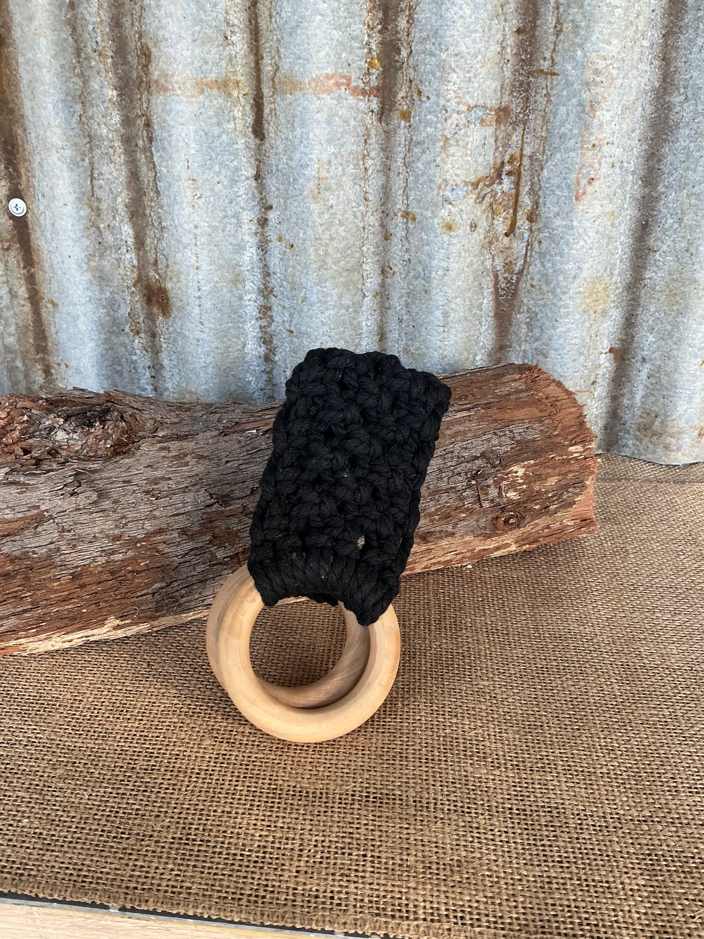 Macrame Tea Towel Holder Black