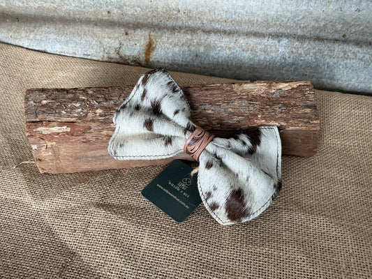 Cowhide and Leather Bow Hair Tie