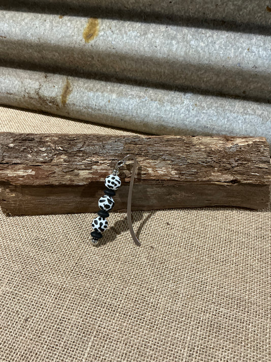 Black & White Animal Print Beaded Bookmark with Silver Detail