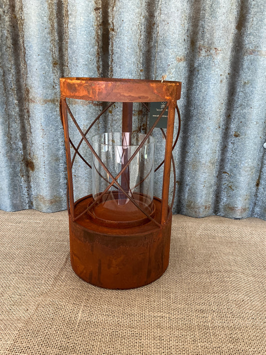 Rust Round Pillar Candle Holder