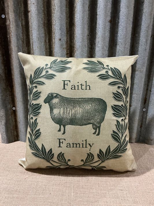 Faith Family Canvas style County Pillow