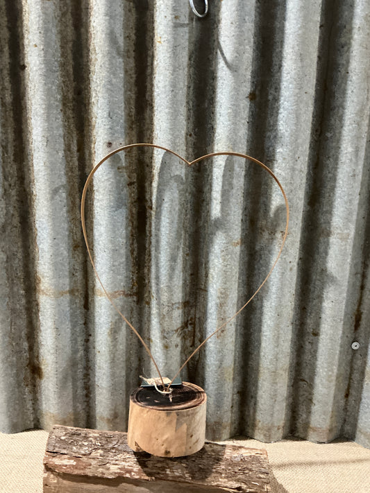 Rusty Heart on Wooden Base