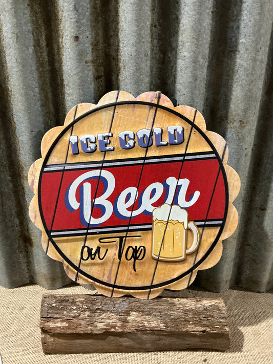 Ice Cold Beer on Tap Tin Sign