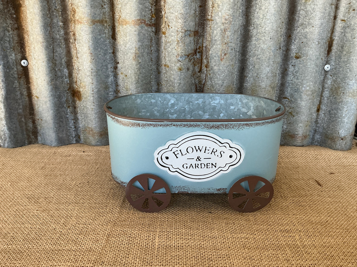 Metal Tin Flower Cart